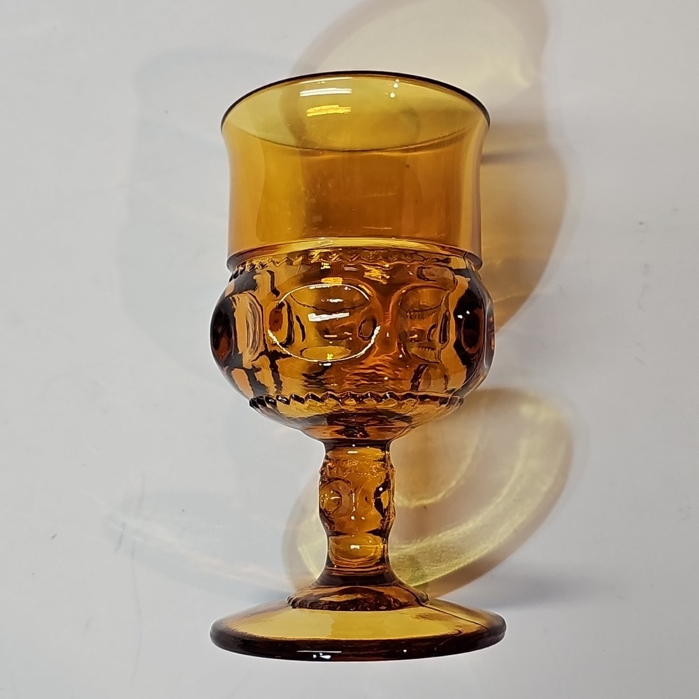 S/4 Indiana Glass Colony King's Crown Amber Green Blue Purple Water Goblets - Picture 4 of 7